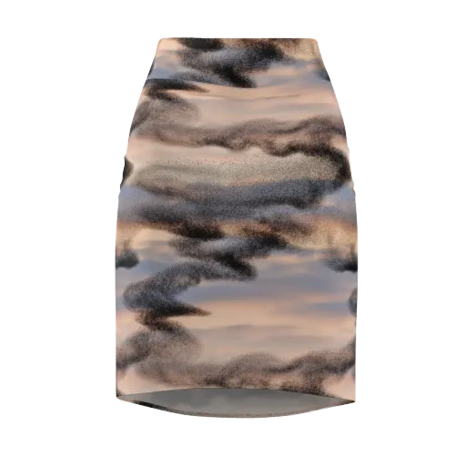 Cloudscape Nocturne on a Pencil Skirt
