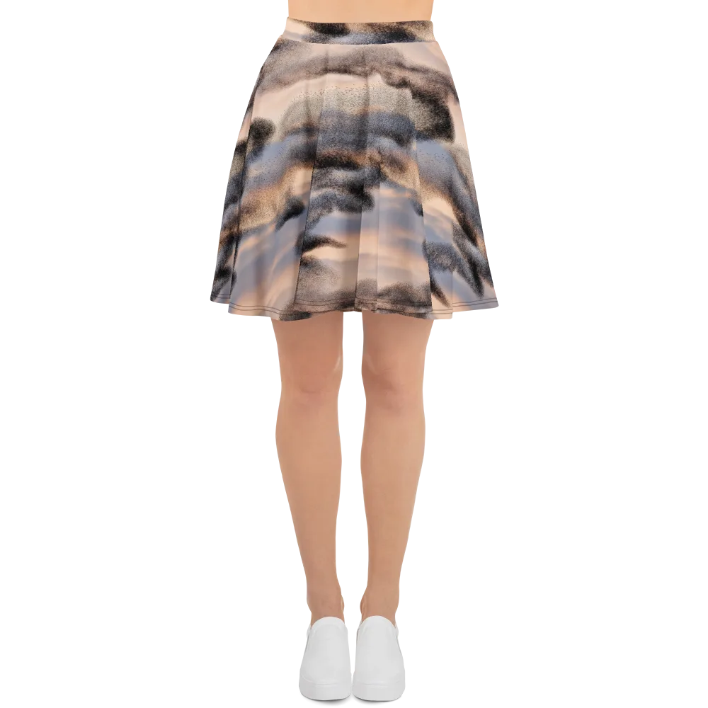 Cloudscape Nocturne on Skater Skirt — Front