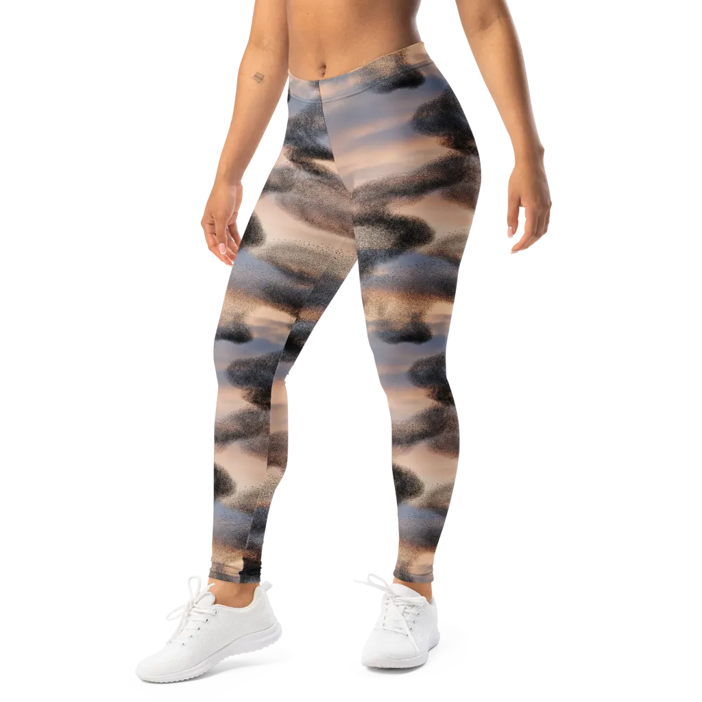 Cloudscape Nocturne on Leggings — Left Front