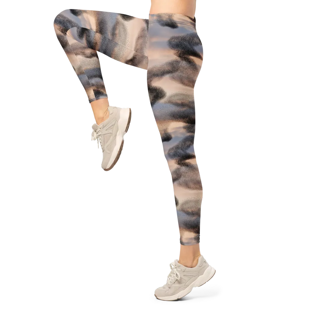 Cloudscape Nocturne on Leggings — Left