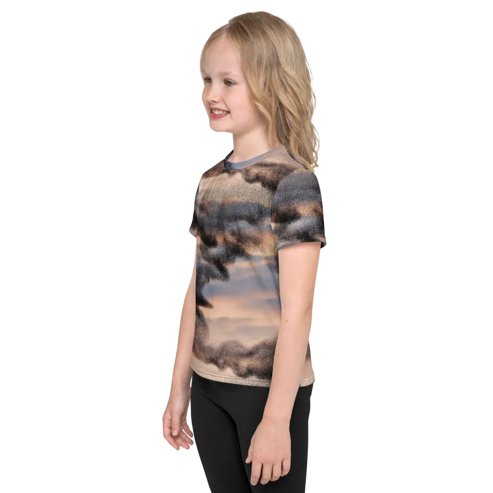 Cloudscape Nocturne on Kids Crew Neck T-Shirt — Left