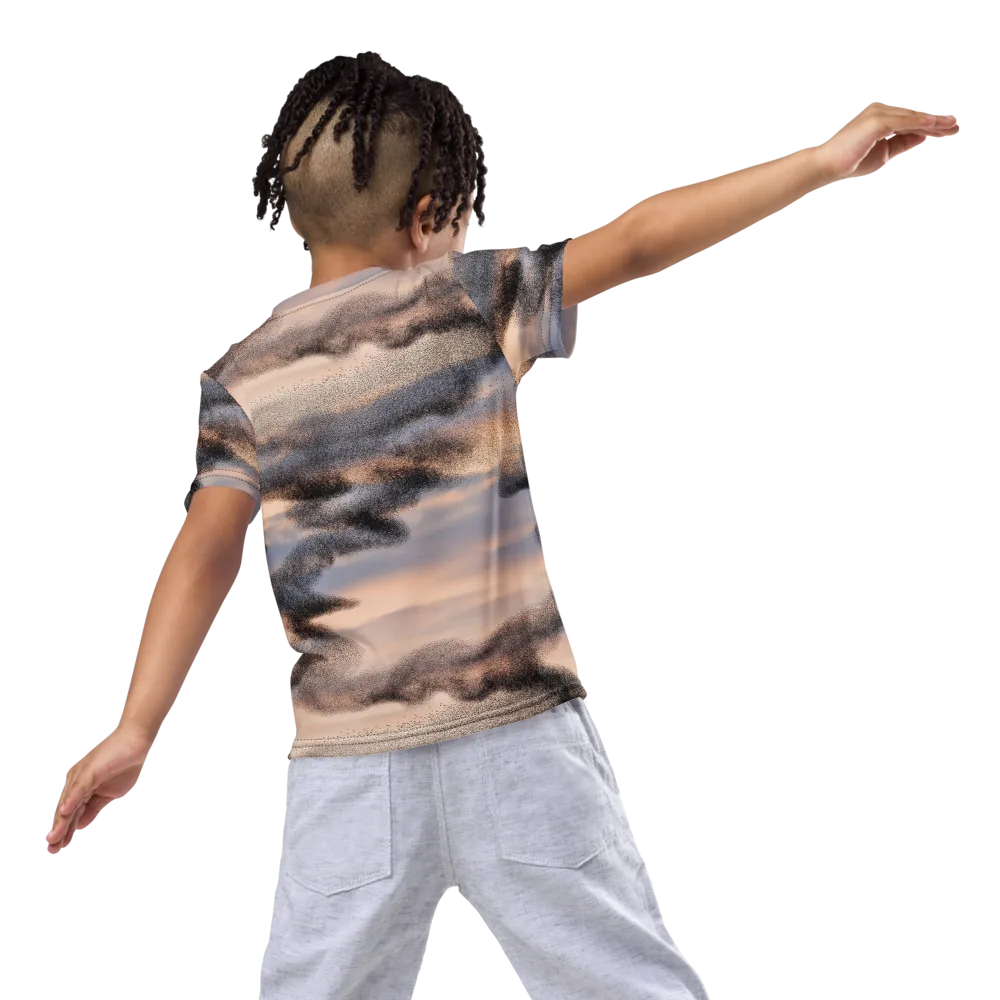 Cloudscape Nocturne on Kids Crew Neck T-Shirt — Back