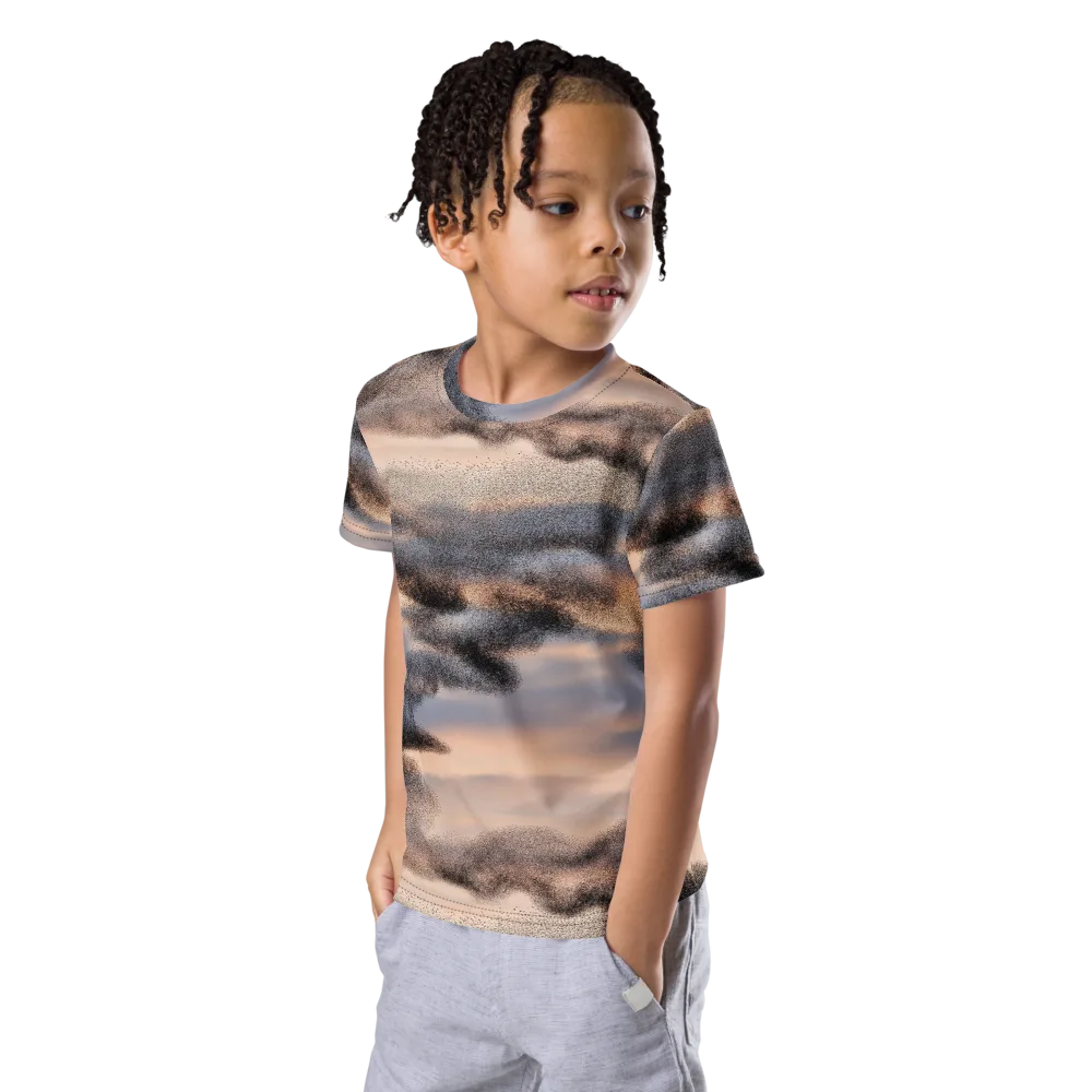 Cloudscape Nocturne on Kids Crew Neck T-Shirt — Left Front