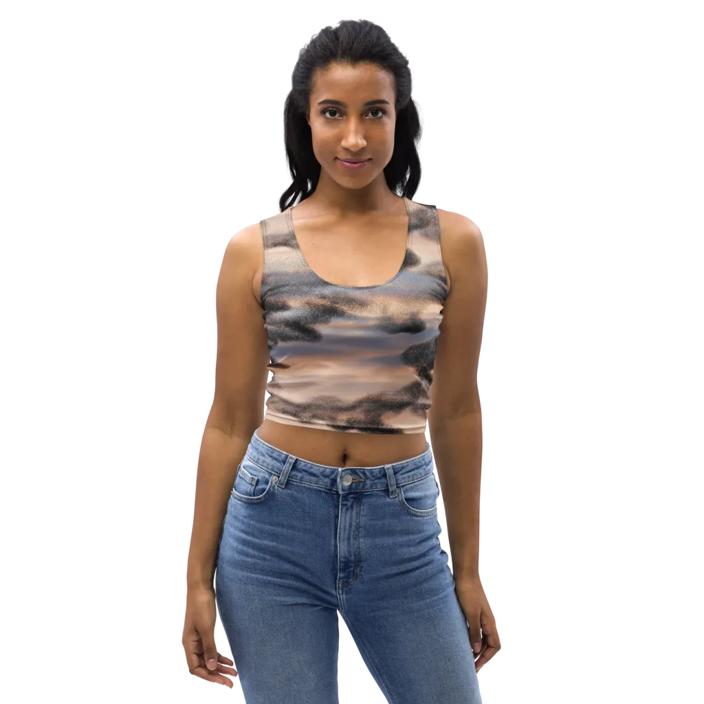 Cloudscape Nocturne on Crop Top — Front