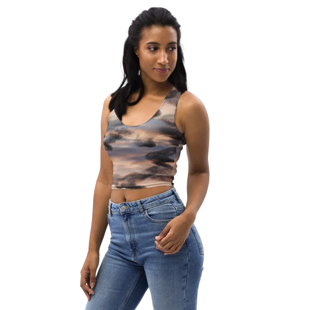 Cloudscape Nocturne on Crop Top — Left Front