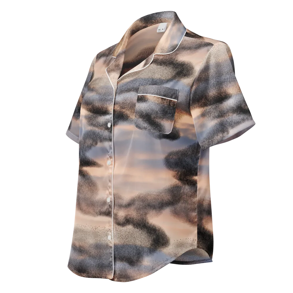 Cloudscape Nocturne on Women's Short Sleeve Pajama Top — Left Front