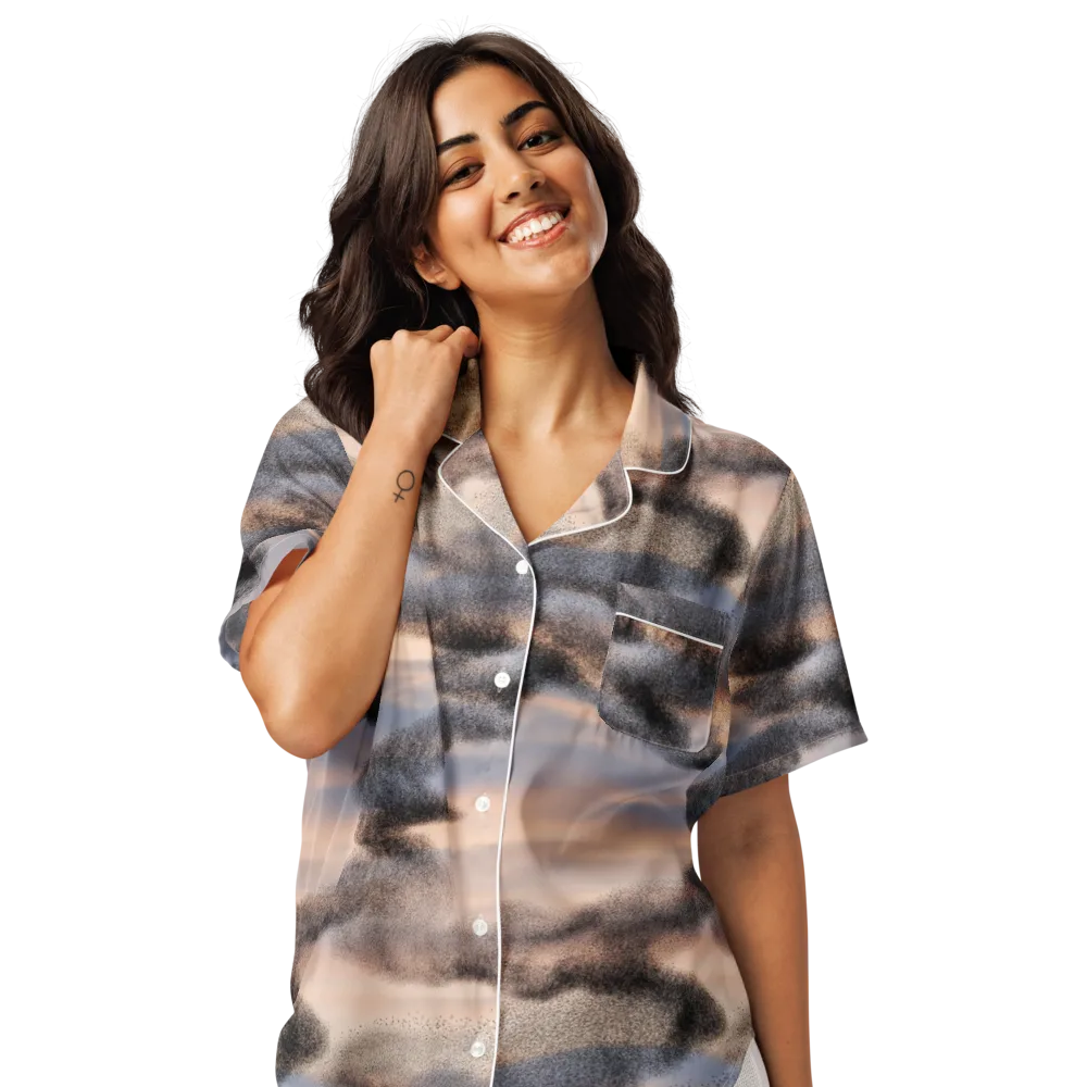 Cloudscape Nocturne on Women's Short Sleeve Pajama Top — Front