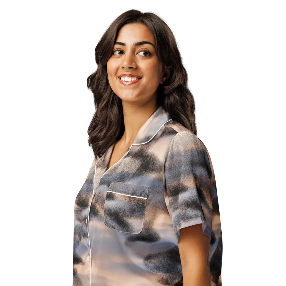 Cloudscape Nocturne on Women's Short Sleeve Pajama Top — Left Front