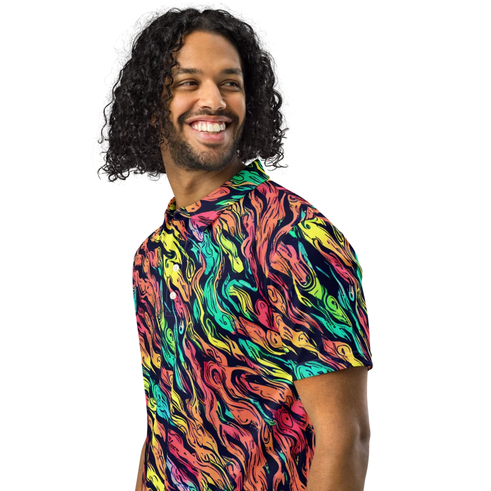 Neon Morphosis on Men's Slim Fit Polo Shirt — Left Front