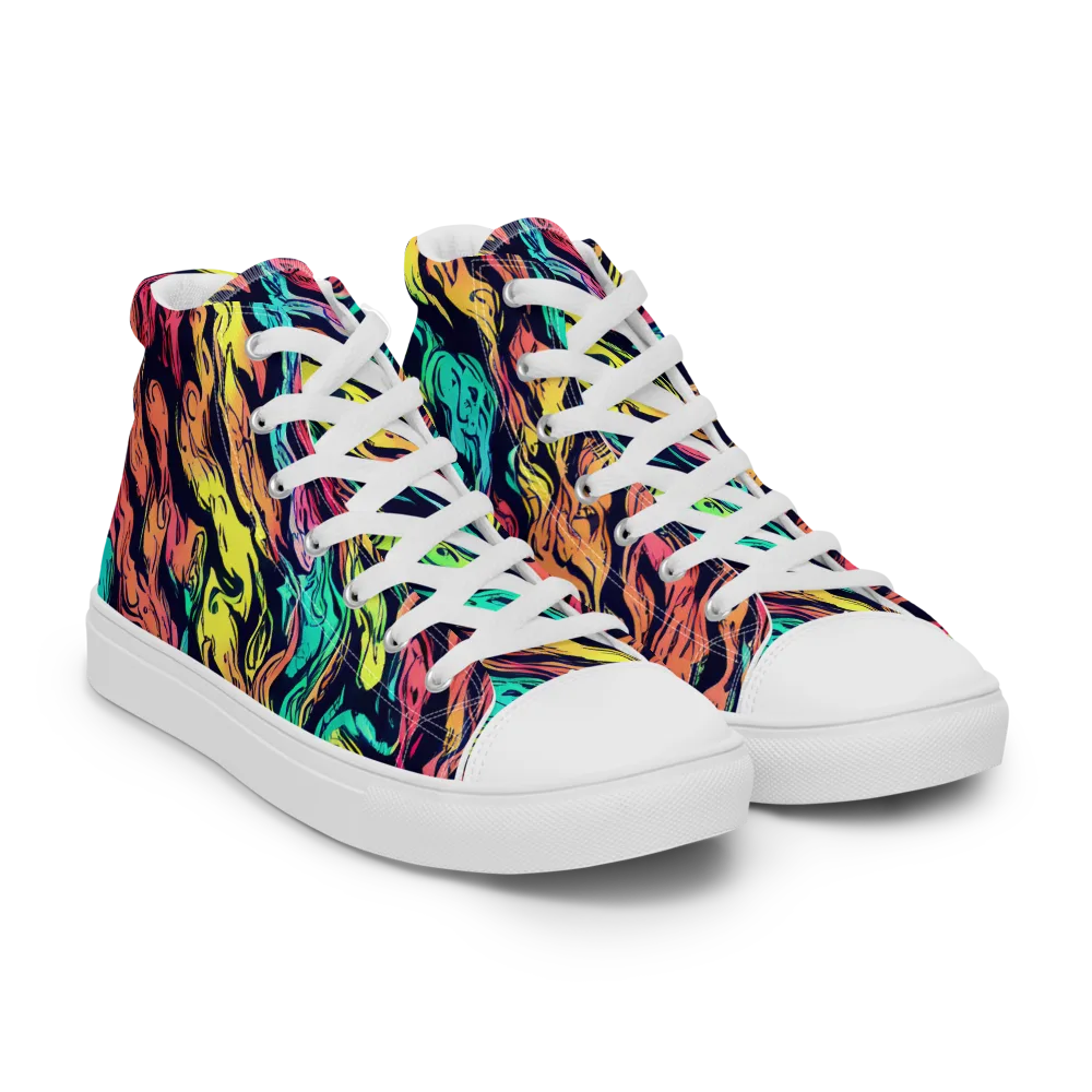 Neon Morphosis on Men's High Top Canvas Shoes — Right Front