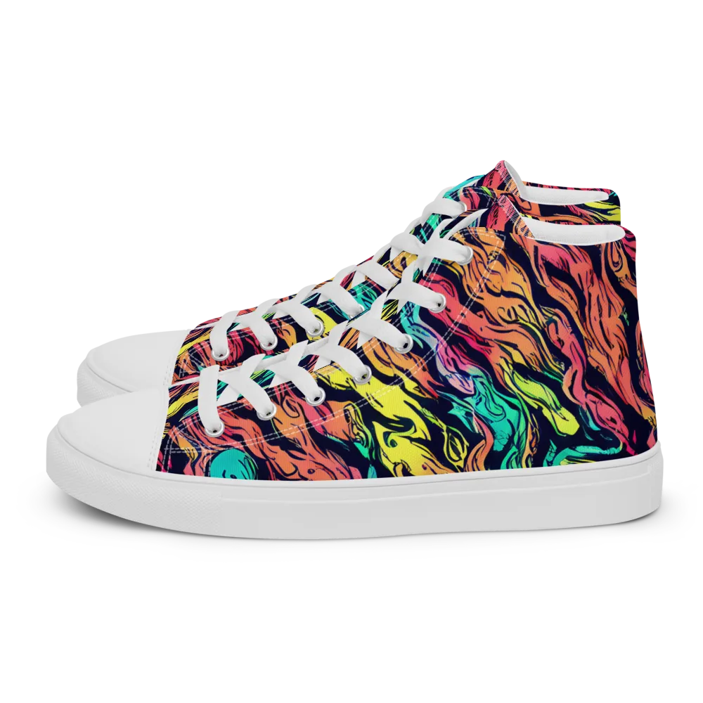 Neon Morphosis on Men's High Top Canvas Shoes — Left