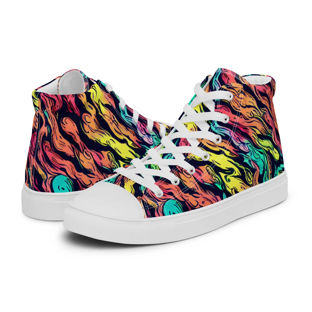 Neon Morphosis on Men's High Top Canvas Shoes — Left