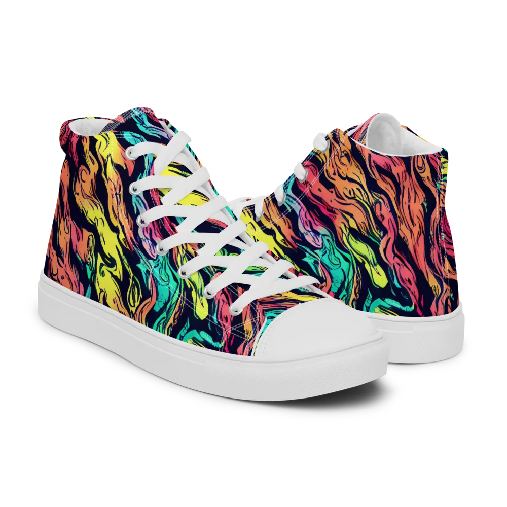 Neon Morphosis on Men's High Top Canvas Shoes — Right