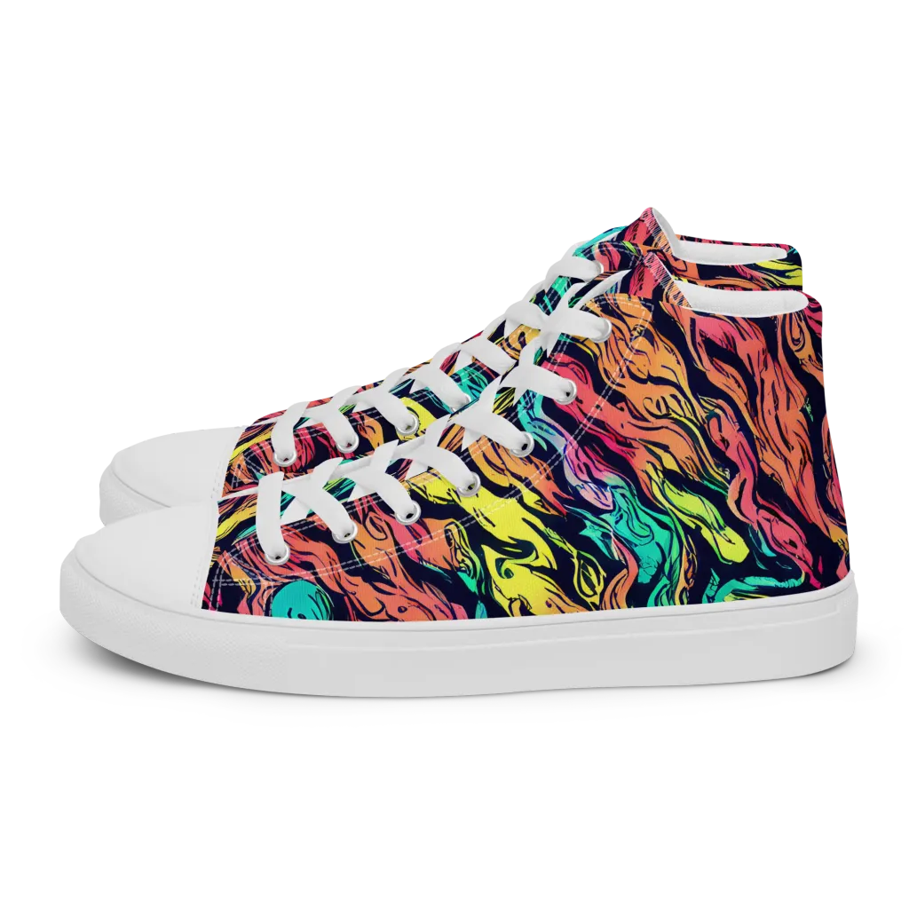 Neon Morphosis on Women's High Top Canvas Shoes — Left