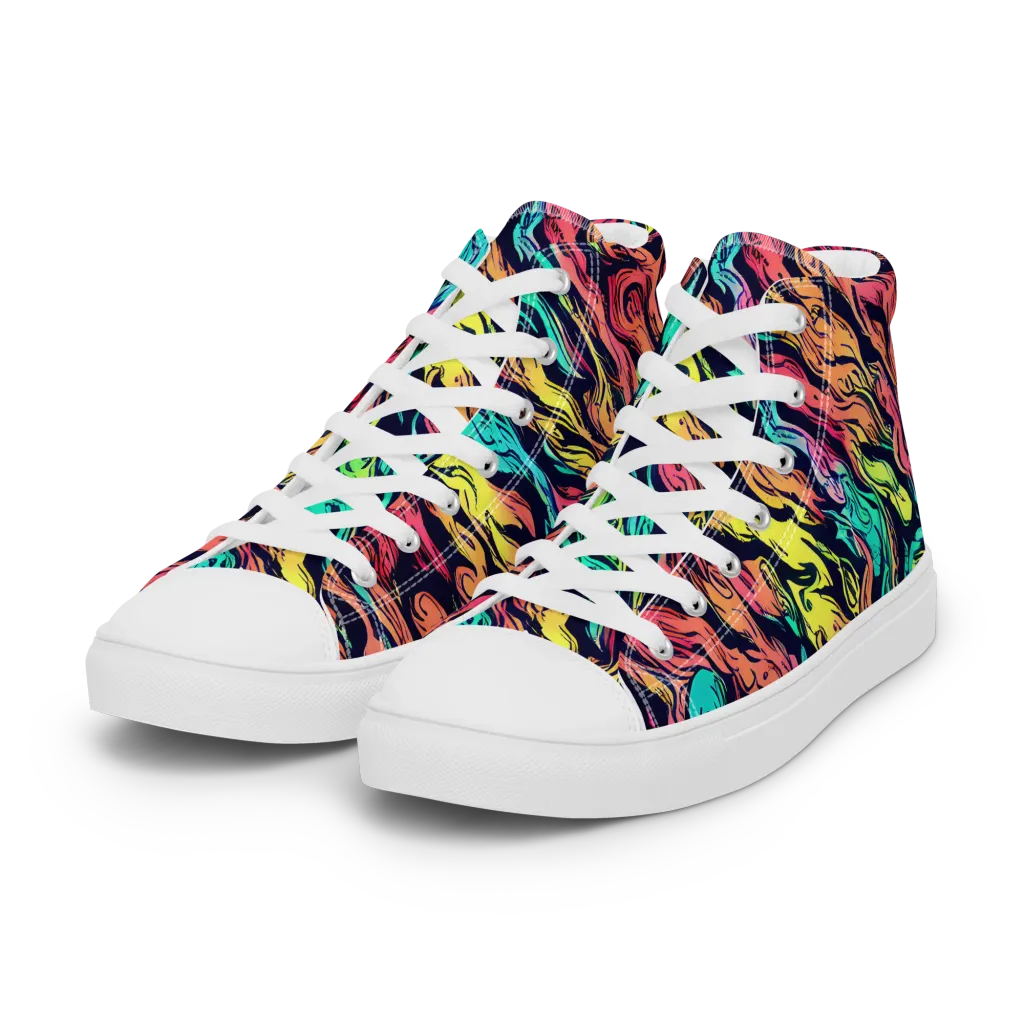 Neon Morphosis on Women's High Top Canvas Shoes — Left Front