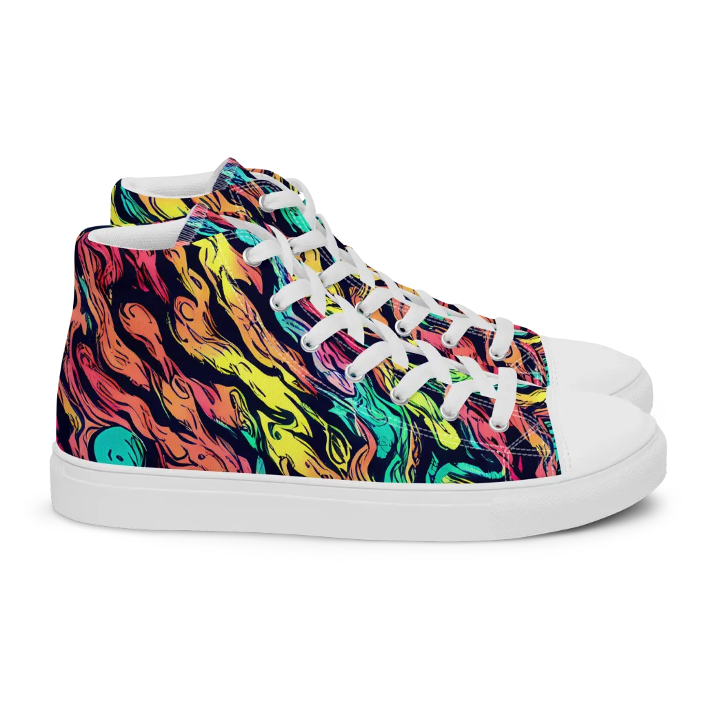 Neon Morphosis on Women's High Top Canvas Shoes — Right