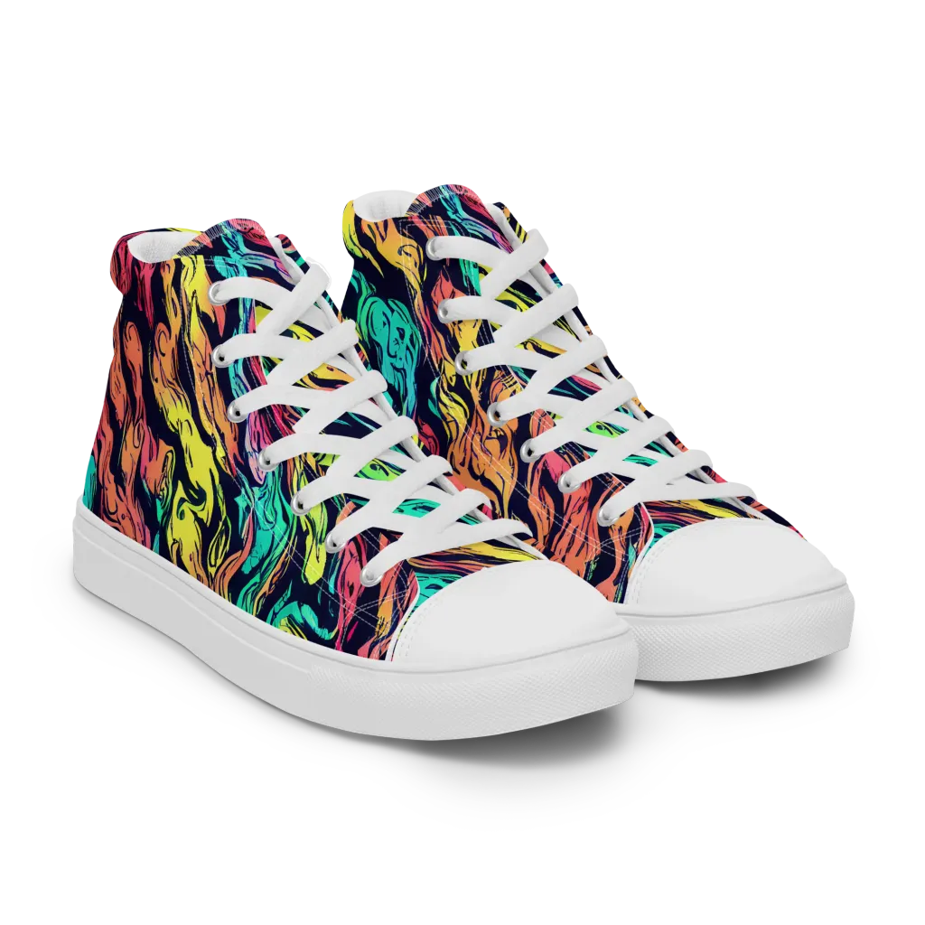 Neon Morphosis on Women's High Top Canvas Shoes — Right Front