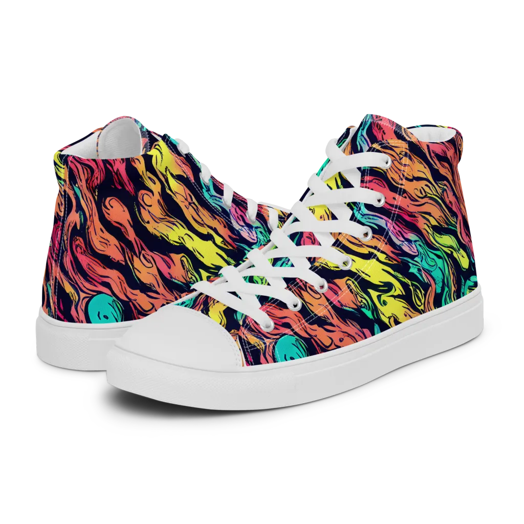 Neon Morphosis on Women's High Top Canvas Shoes — Left