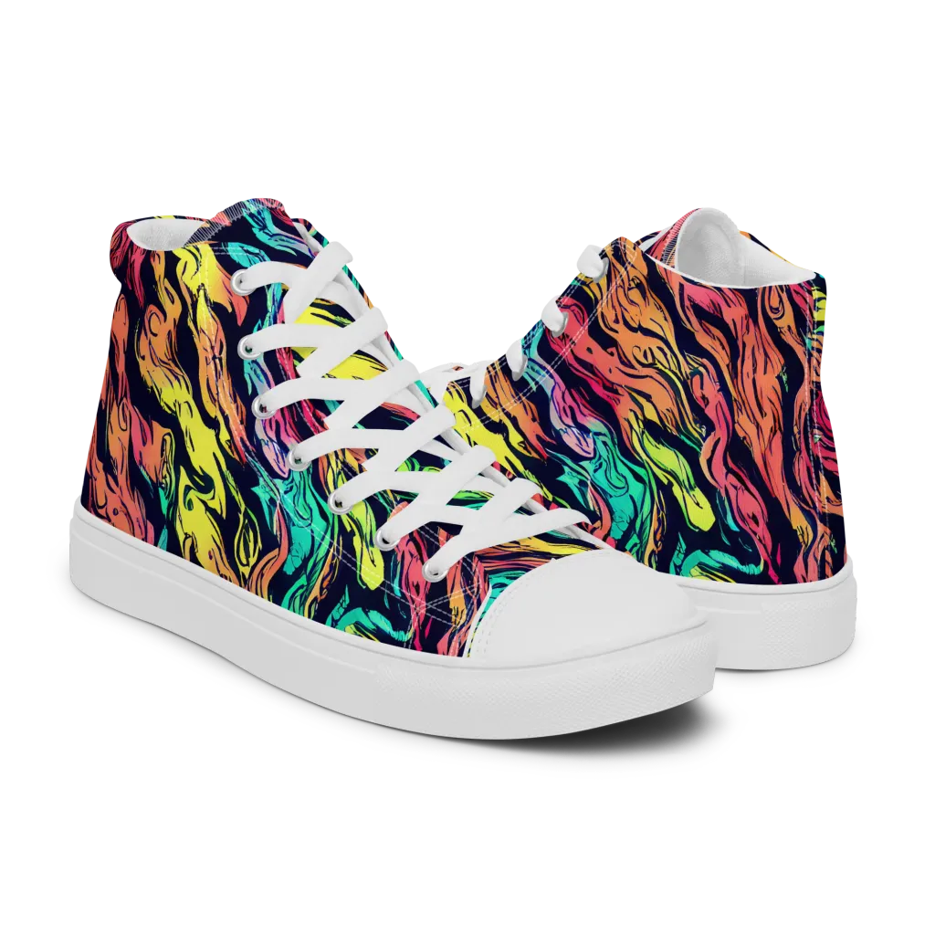 Neon Morphosis on Women's High Top Canvas Shoes — Right