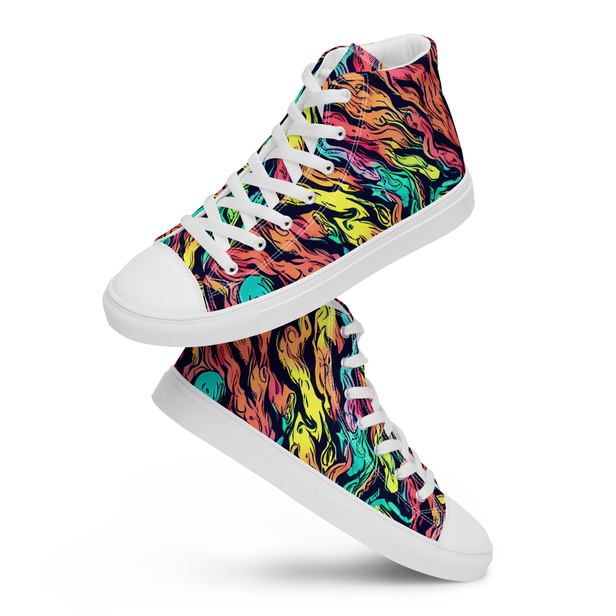 Neon Morphosis on Women's High Top Canvas Shoes — Front