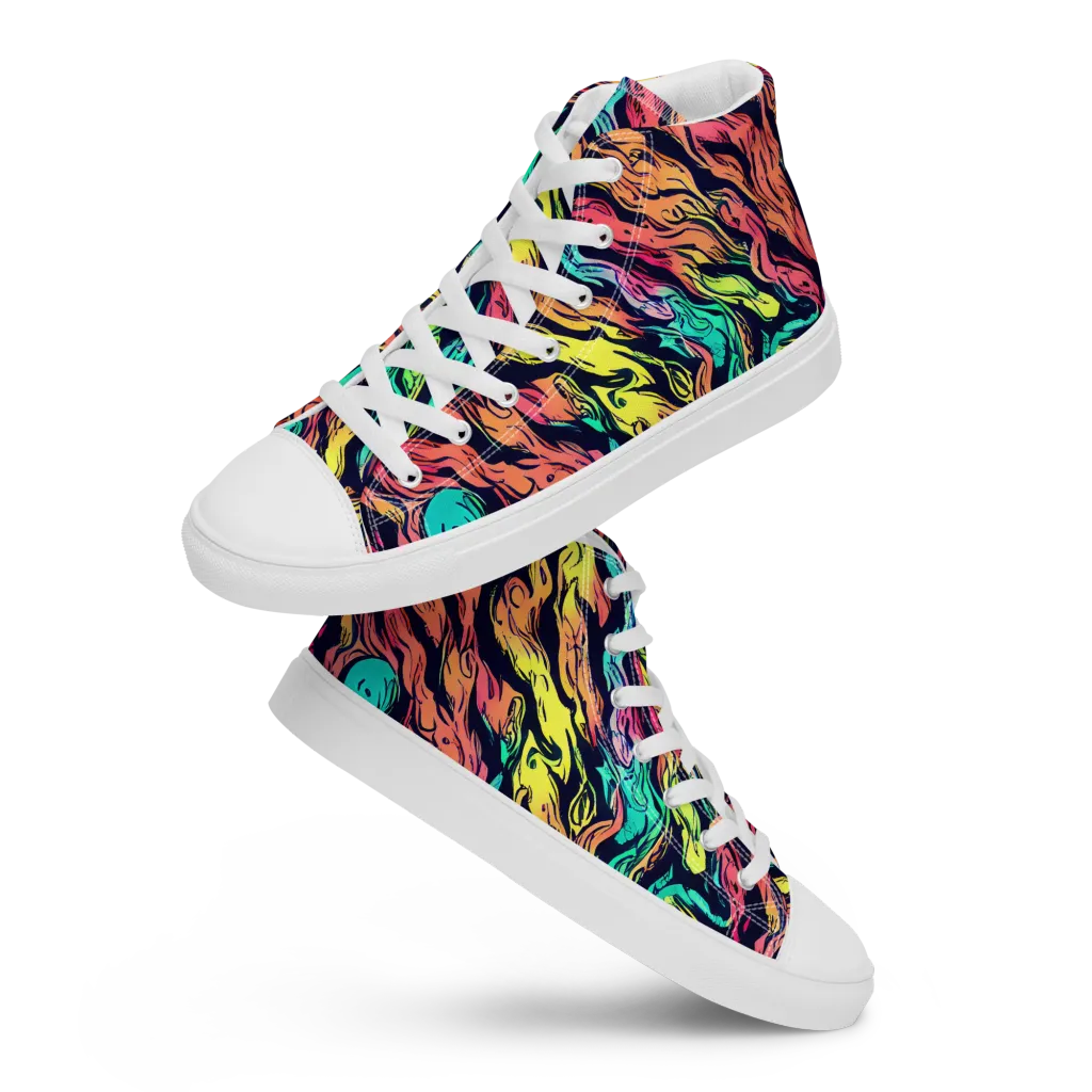 Neon Morphosis on Women's High Top Canvas Shoes — Front