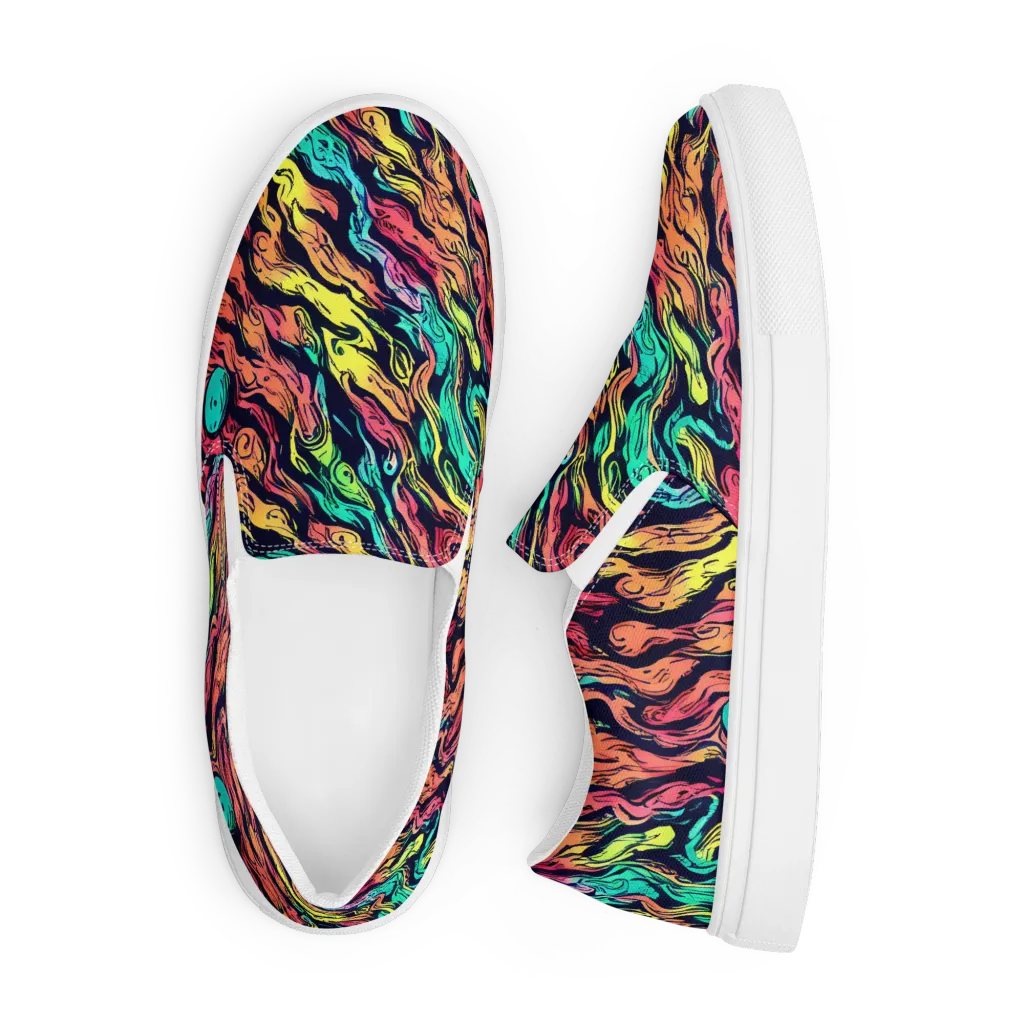 Neon Morphosis on Men's Slip-On Canvas Shoes — Front