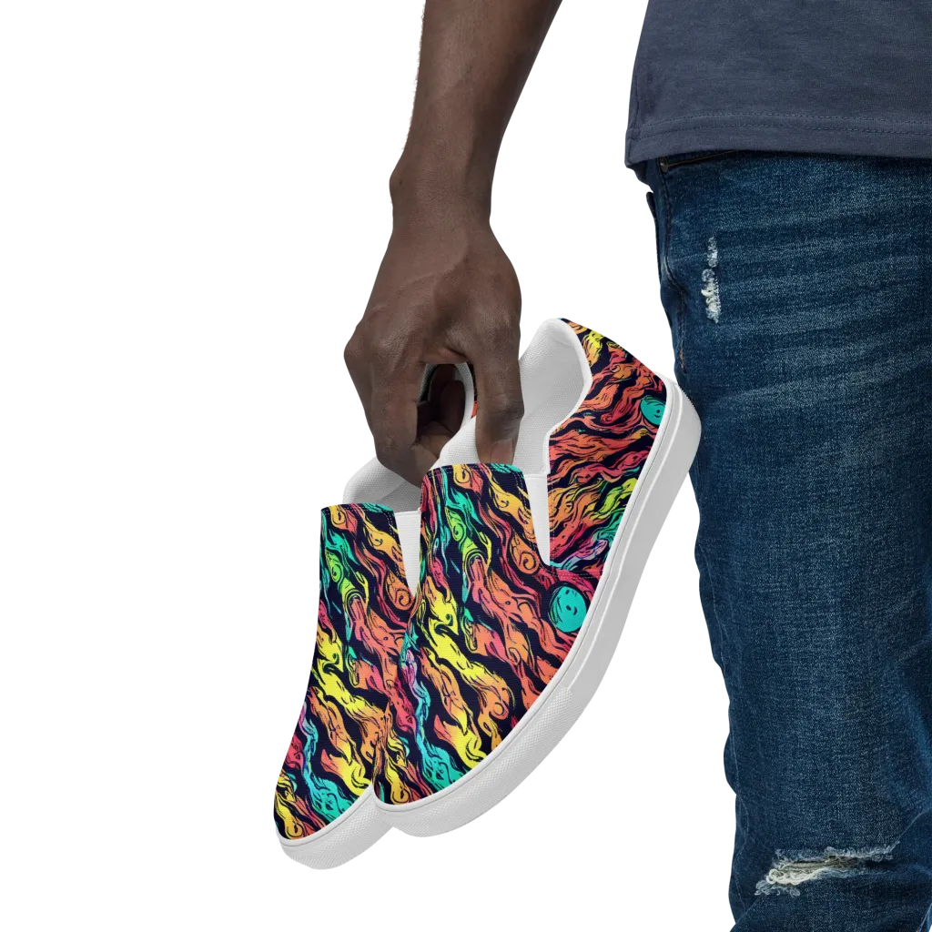 Neon Morphosis on Men's Slip-On Canvas Shoes — Left Front