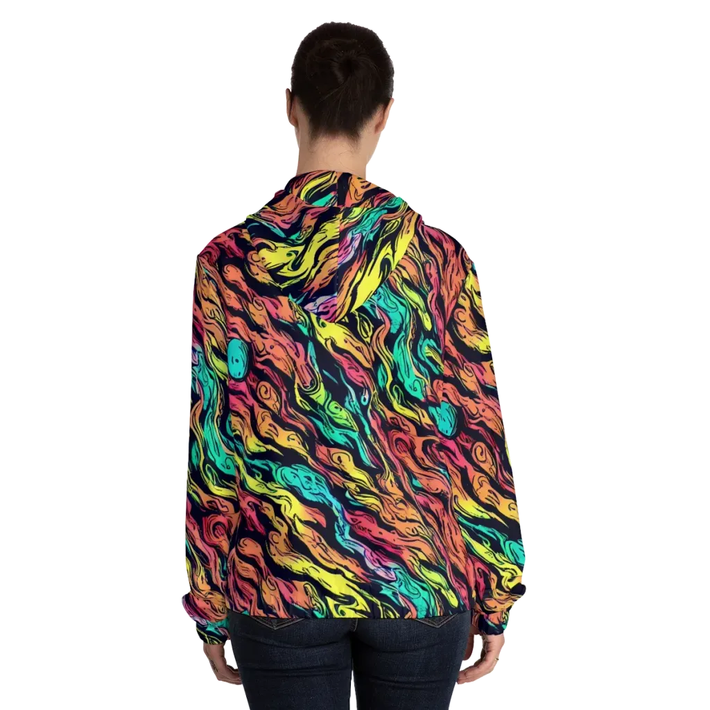 Neon Morphosis on Women's Full-Zip Hoodie — Back On Person