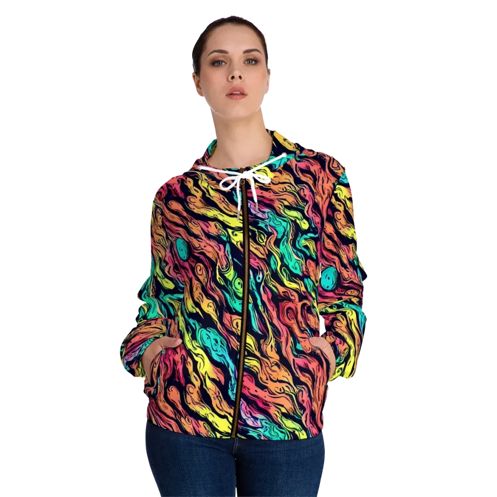 Neon Morphosis on Women's Full-Zip Hoodie — Front On Person