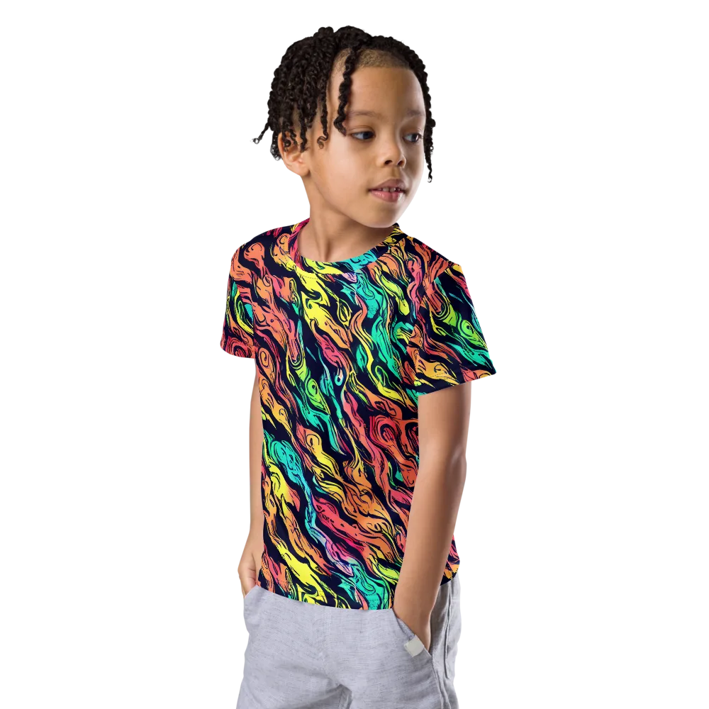 Neon Morphosis on Kids Crew Neck T-Shirt — Left Front