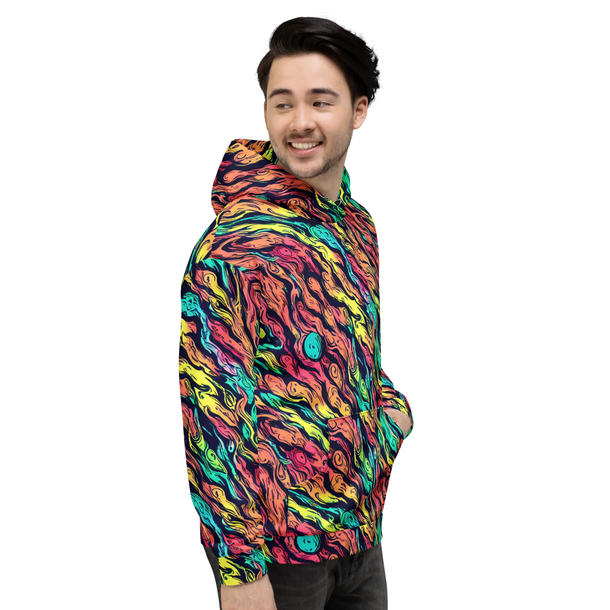 Neon Morphosis on Hoodie — Right