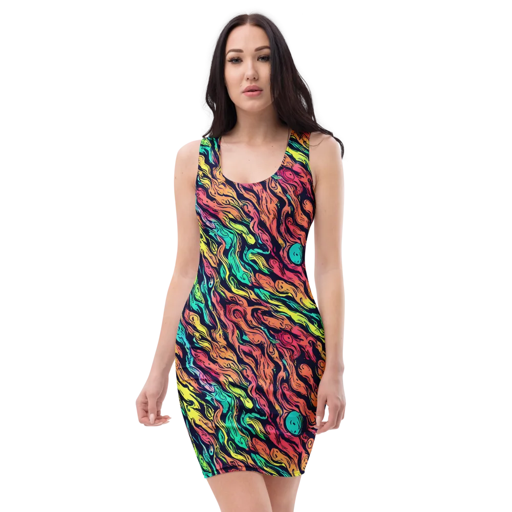 Neon Morphosis on Bodycon Dress — Front