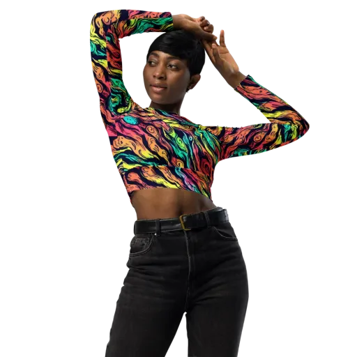Neon Morphosis on a Long Sleeve Crop Top