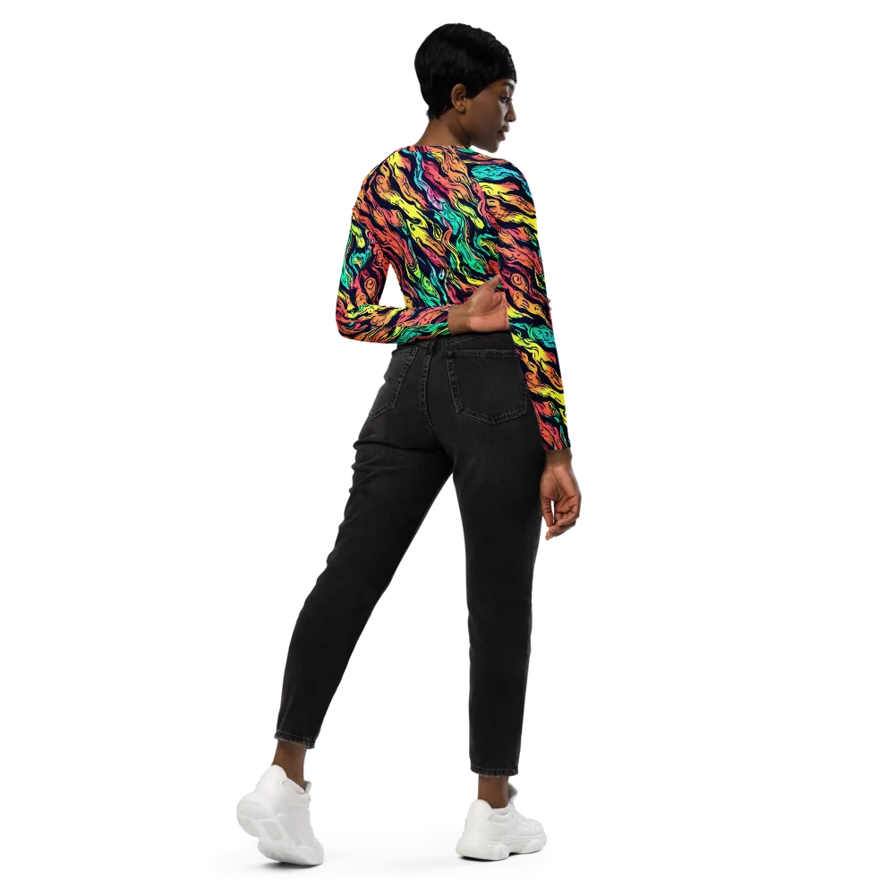 Neon Morphosis on Long Sleeve Crop Top — Right Back