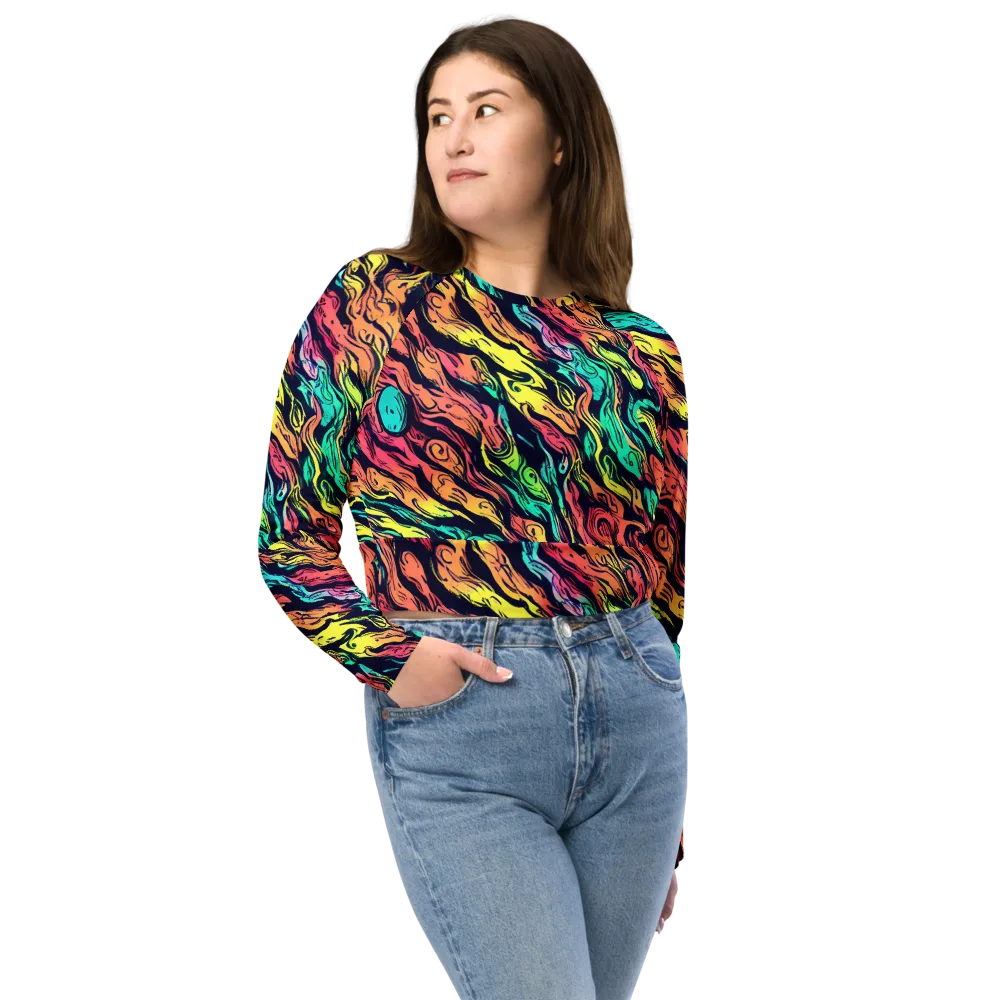 Neon Morphosis on Long Sleeve Crop Top — Front