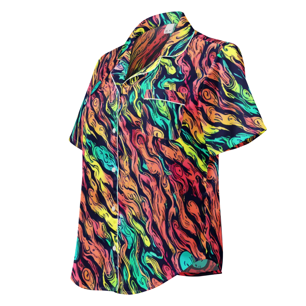 Neon Morphosis on Women's Short Sleeve Pajama Top — Left Front