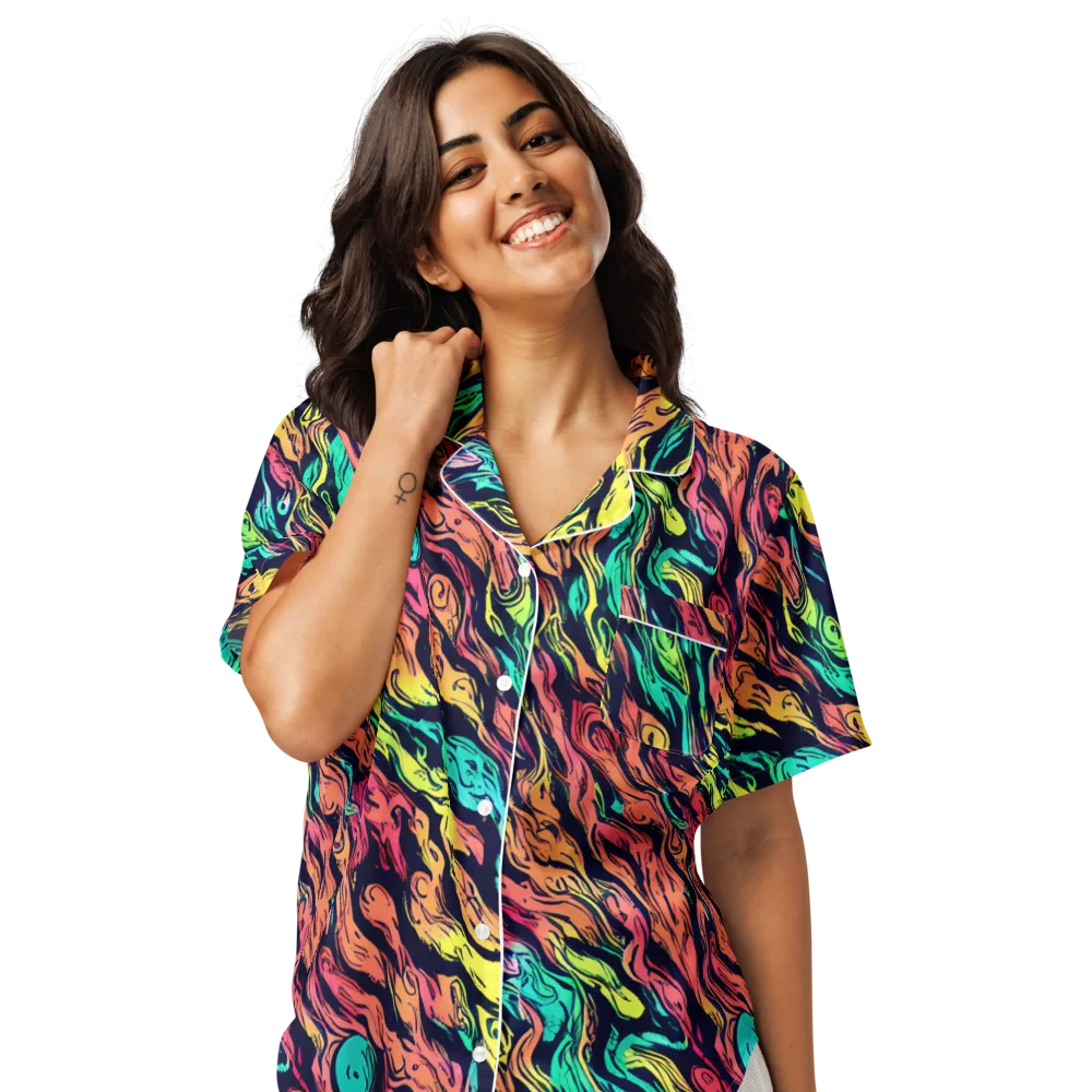 Neon Morphosis on Women's Short Sleeve Pajama Top — Front