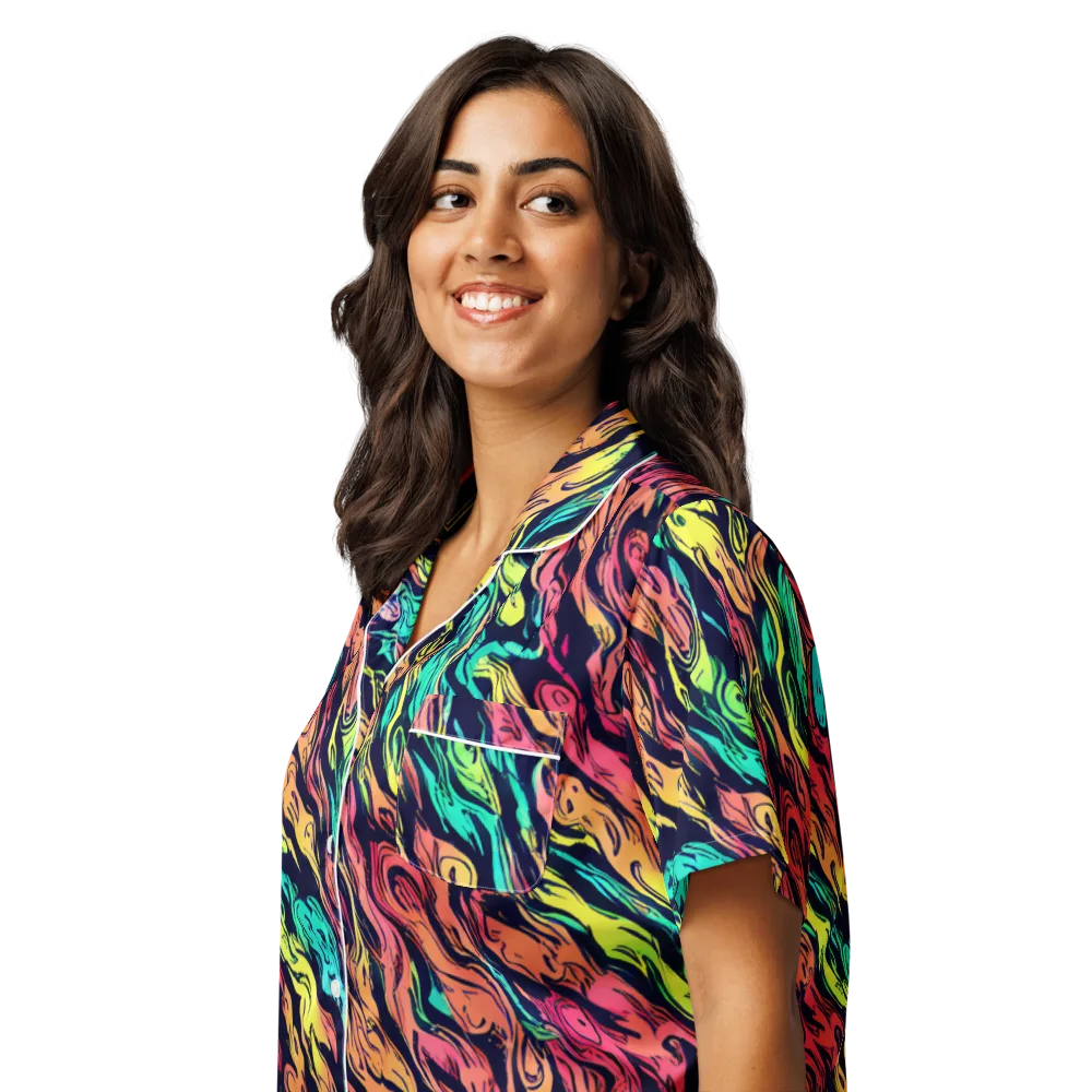 Neon Morphosis on Women's Short Sleeve Pajama Top — Left Front