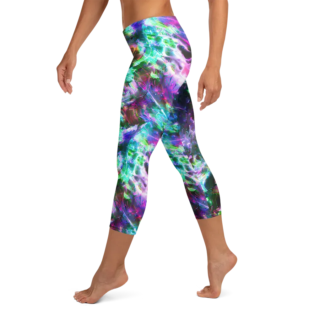 Neon Eden on Capri Leggings — Left