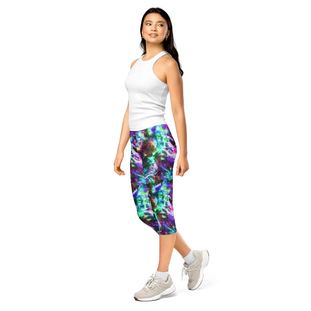 Neon Eden on Capri Leggings — Left Front