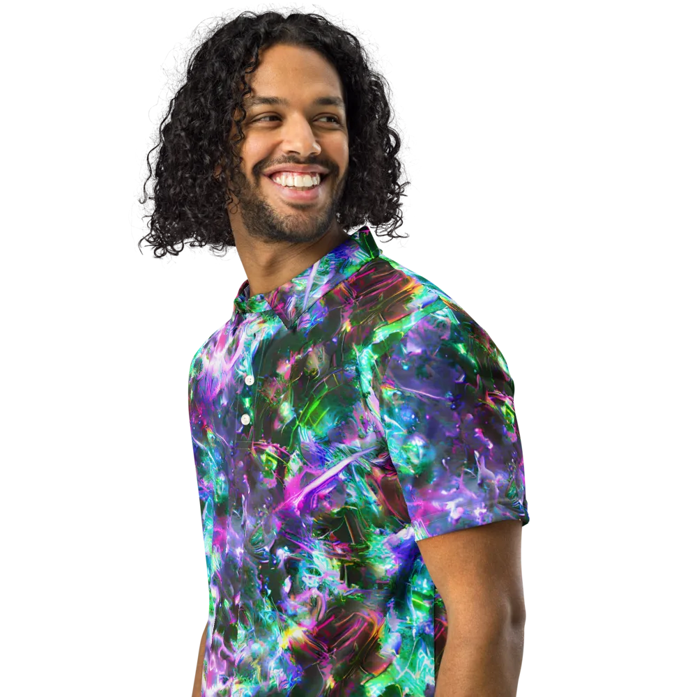 Neon Eden on Men's Slim Fit Polo Shirt — Left Front