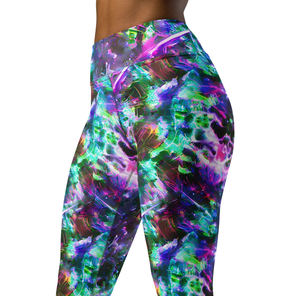 Neon Eden on Yoga Leggings — Left Front