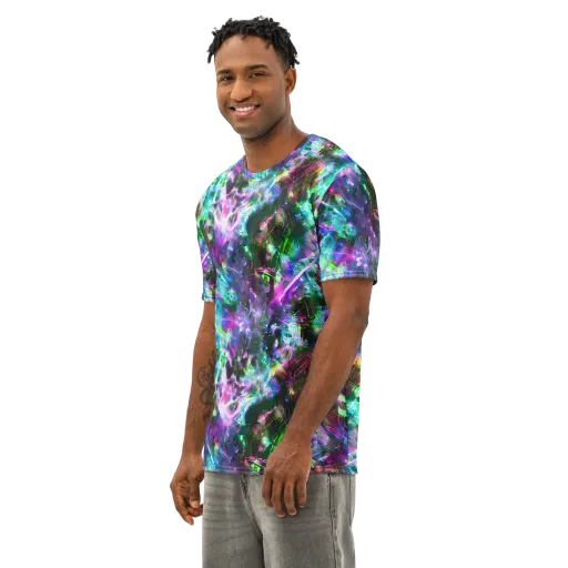Neon Eden on a Men's Cotton Crew Neck T-Shirt