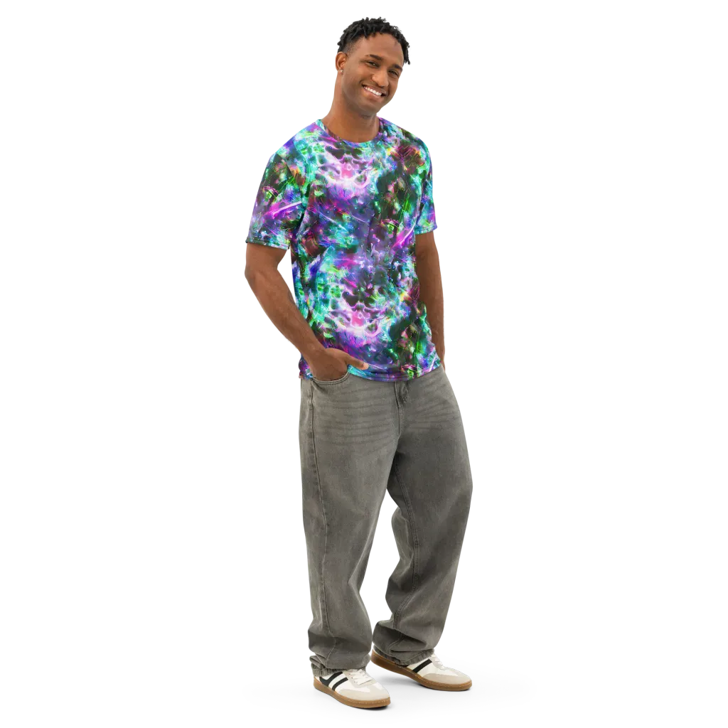 Neon Eden on Men's Cotton Crew Neck T-Shirt — Right Front