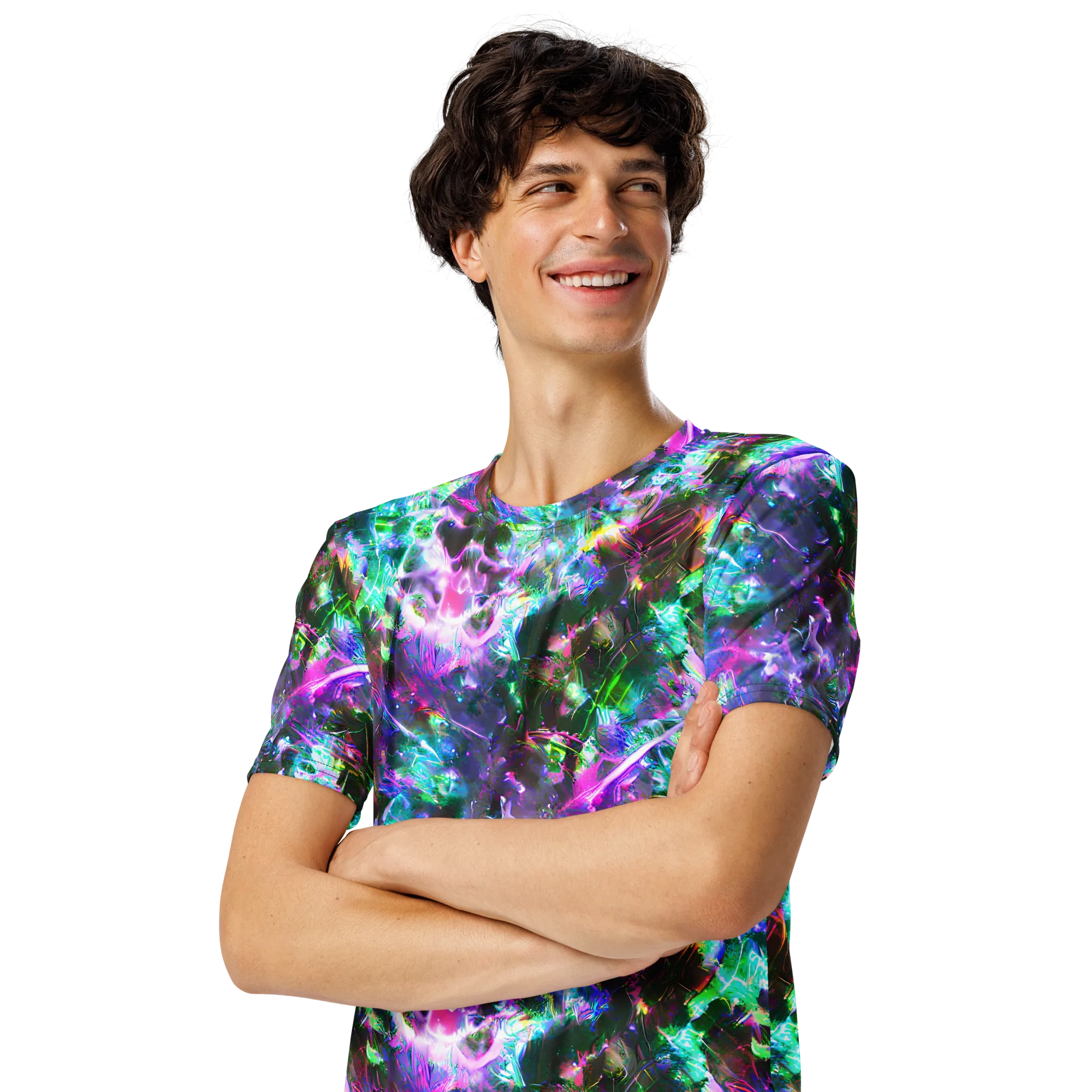 Neon Eden on Men's Crew Neck T-Shirt — Left Front