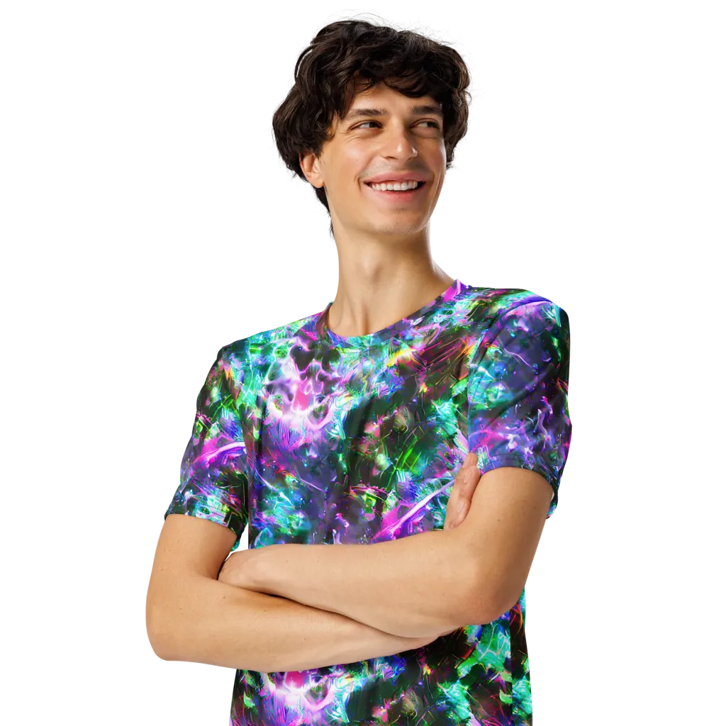 Neon Eden on Men's Crew Neck T-Shirt — Left Front