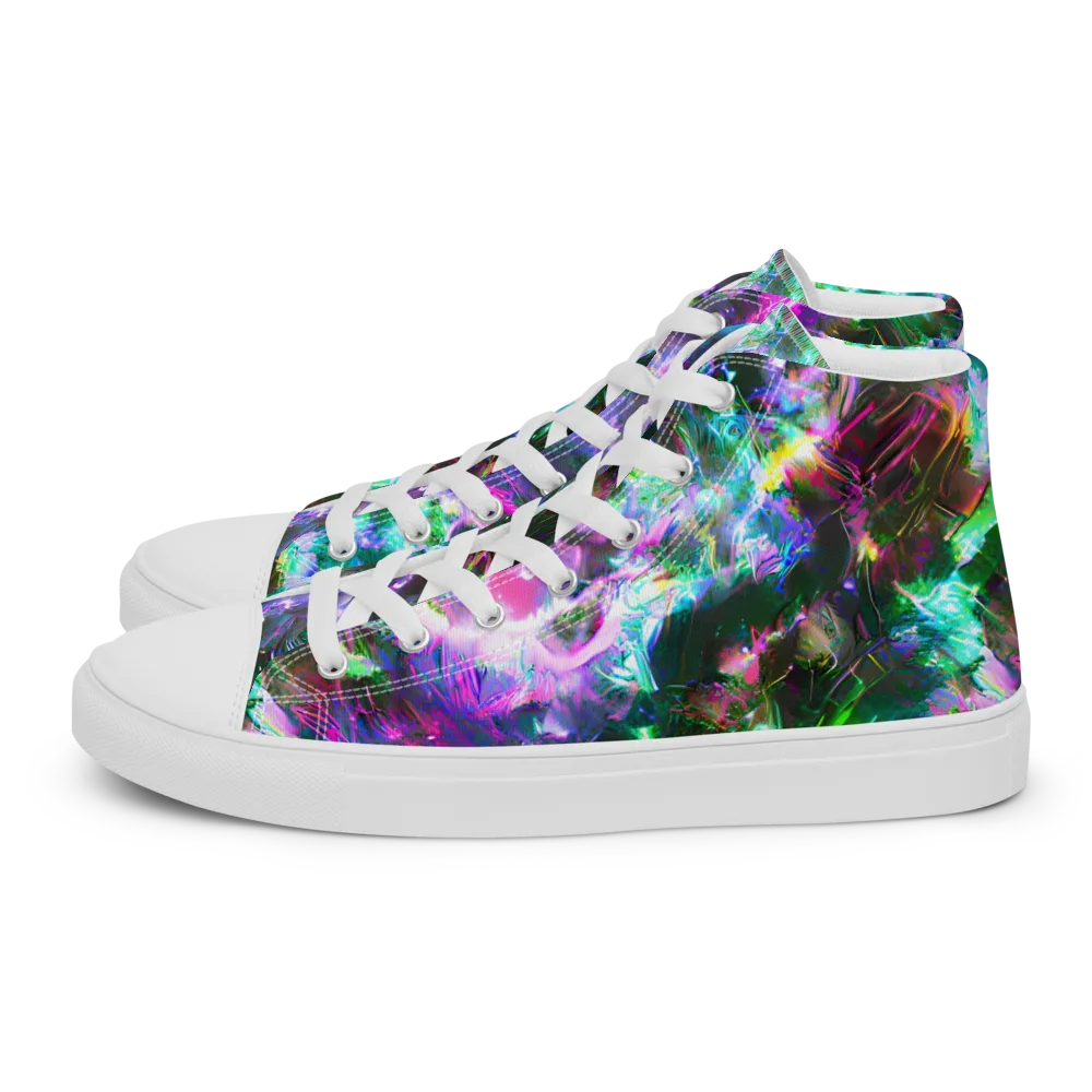 Neon Eden on Men's High Top Canvas Shoes — Left