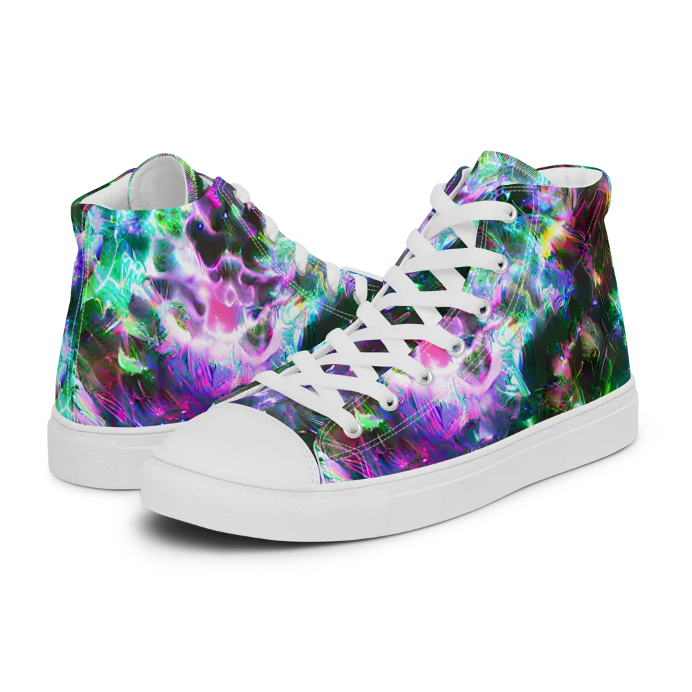 Neon Eden on Men's High Top Canvas Shoes — Left