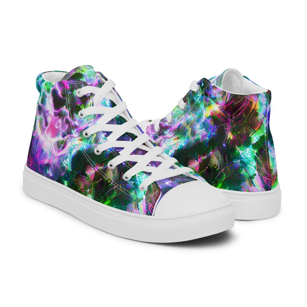 Neon Eden on Men's High Top Canvas Shoes — Right