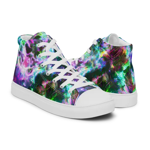 Neon Eden on a Men's High Top Canvas Shoes